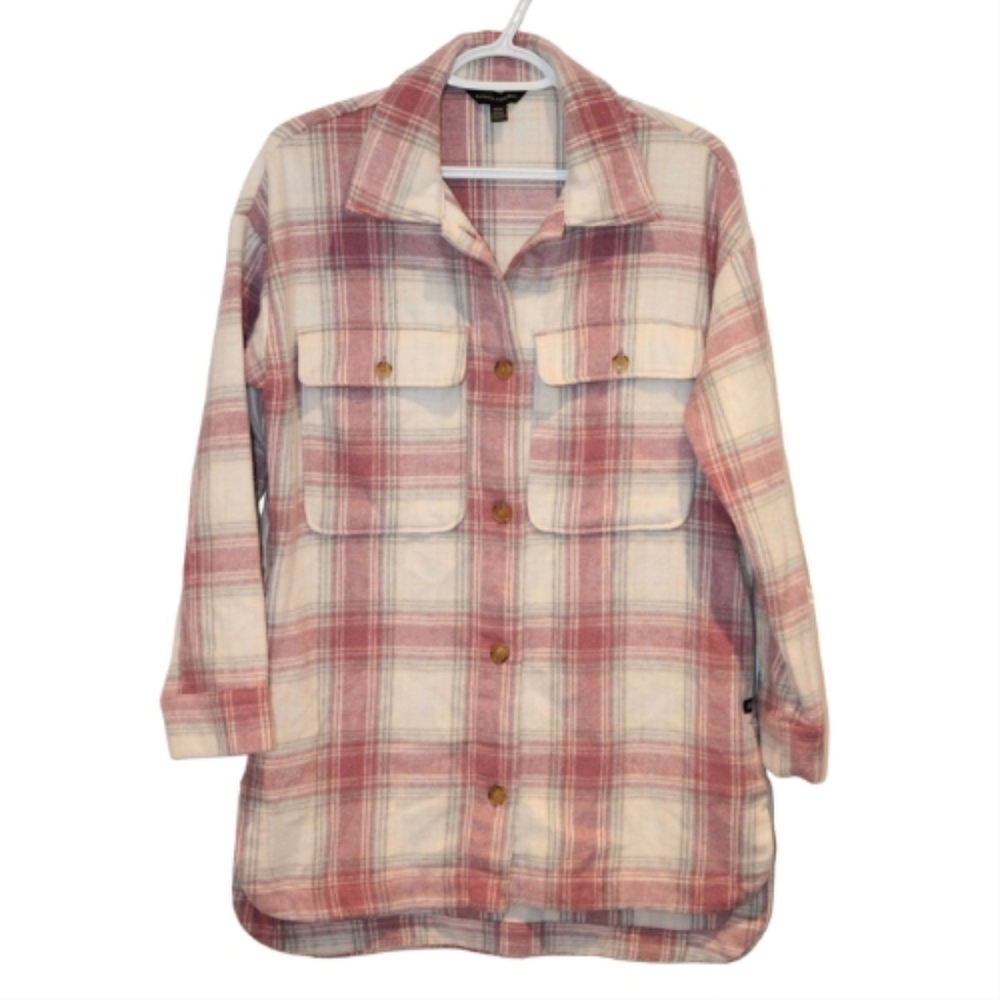 2/$40 🏷 Banana Republic Pink Plaid Shacket Size XS